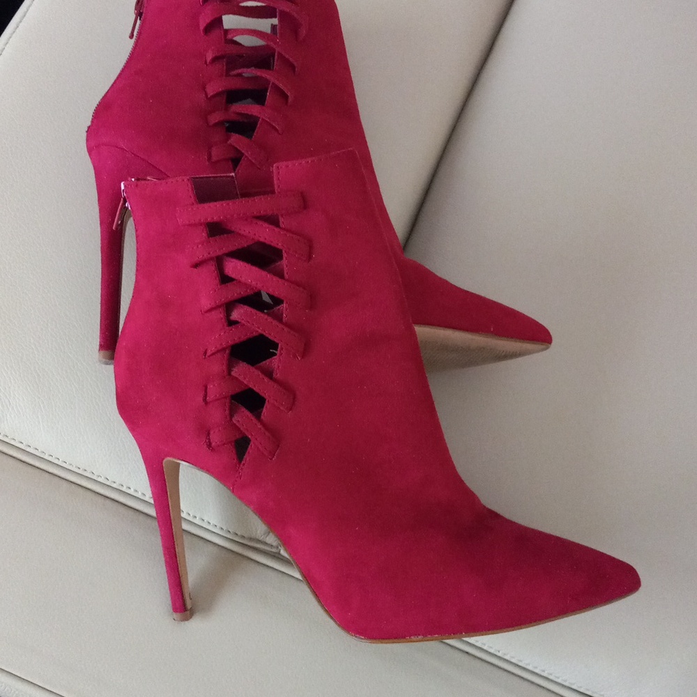 Aldo Elegant Red Suede Stiletto Booties Size: 7.5